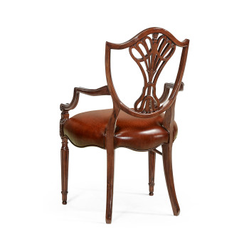 Sheraton Dining Arm Chair with Shield Back in Mahogany High Gloss