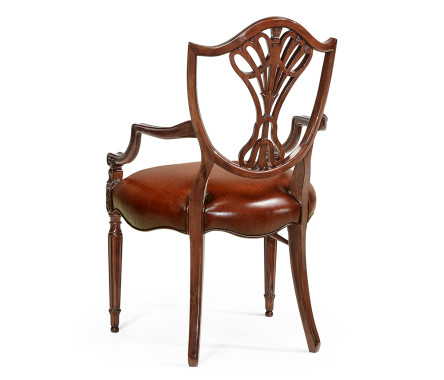 Sheraton Dining Arm Chair with Shield Back in Mahogany High Gloss