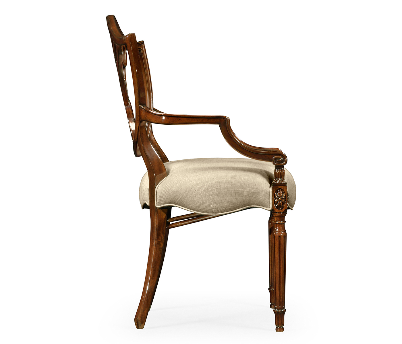 Sheraton Arm Chair with Shield Back in Mahogany High Gloss & Mop Details
