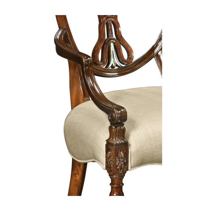 Sheraton Arm Chair with Shield Back in Mahogany High Gloss & Mop Details