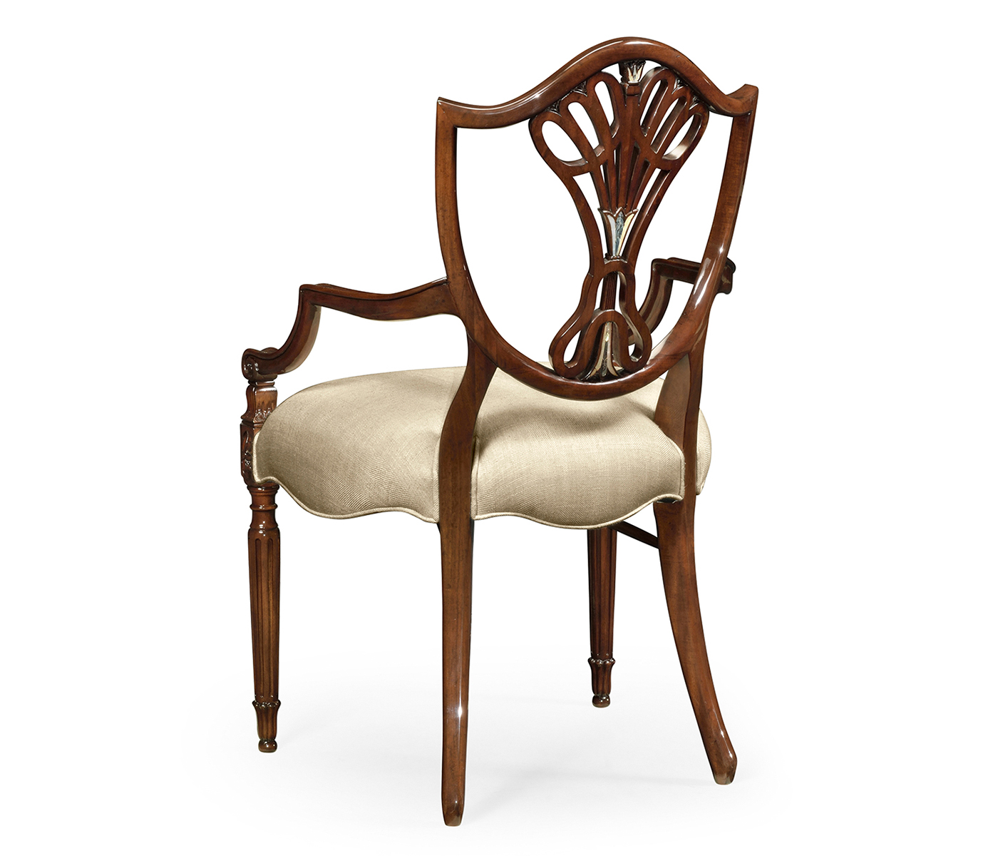 Sheraton Arm Chair with Shield Back in Mahogany High Gloss & Mop Details