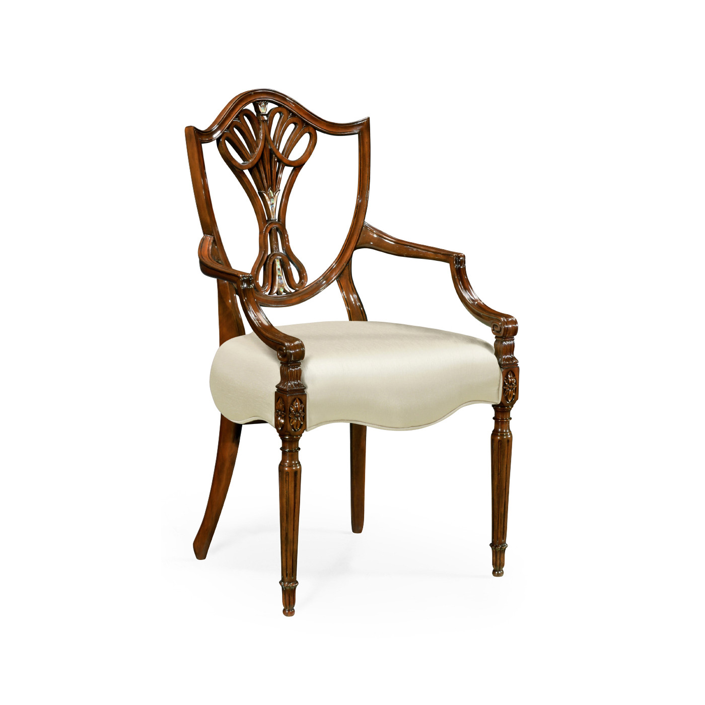 Sheraton Arm Chair with Shield Back in Mahogany High Gloss & Mop Details