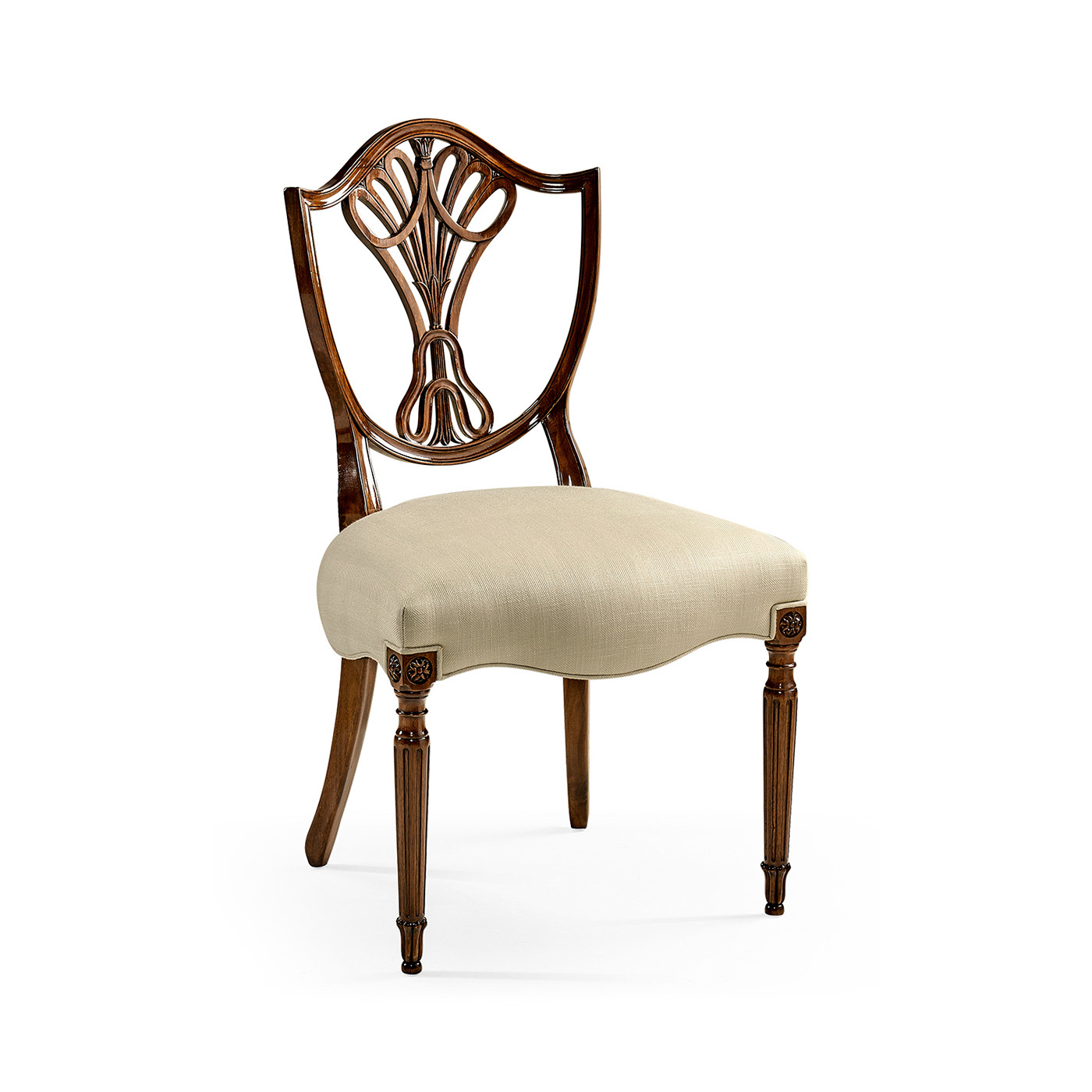 Sheraton Dining Side Chair with Shield Back in Mahogany High Gloss