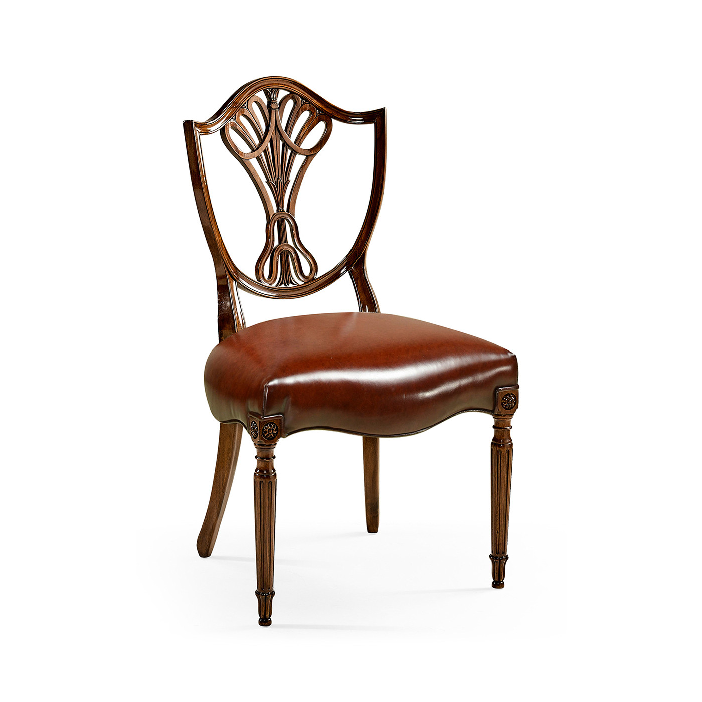 Sheraton Dining Side Chair with Shield Back in Mahogany High Gloss