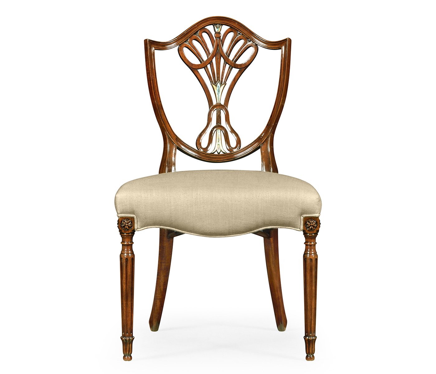 Sheraton Side Chair with Shield Back in Mahogany High Gloss & MOP Details