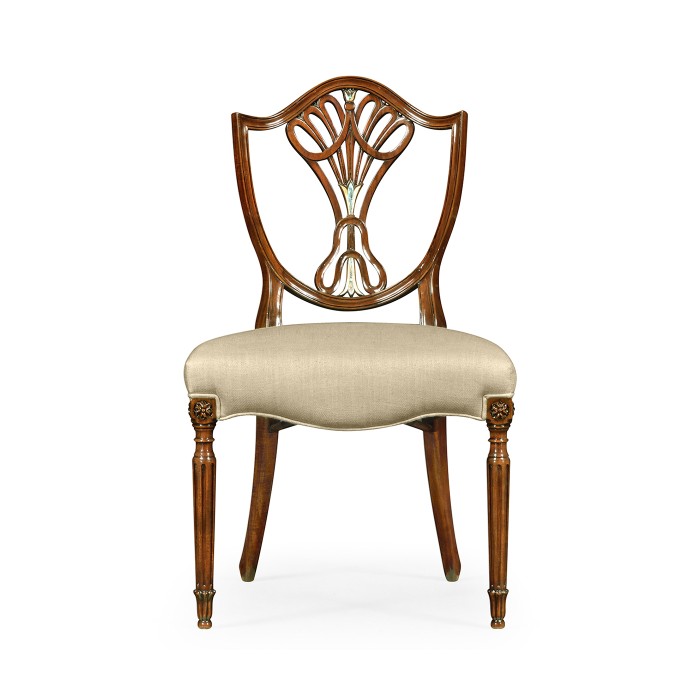 Sheraton Side Chair with Shield Back in Mahogany High Gloss & MOP Details