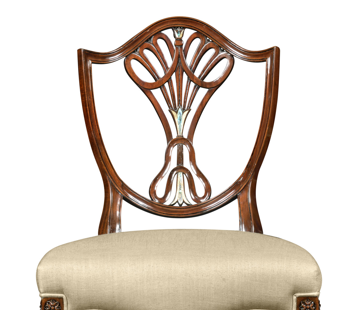 Sheraton Side Chair with Shield Back in Mahogany High Gloss & MOP Details
