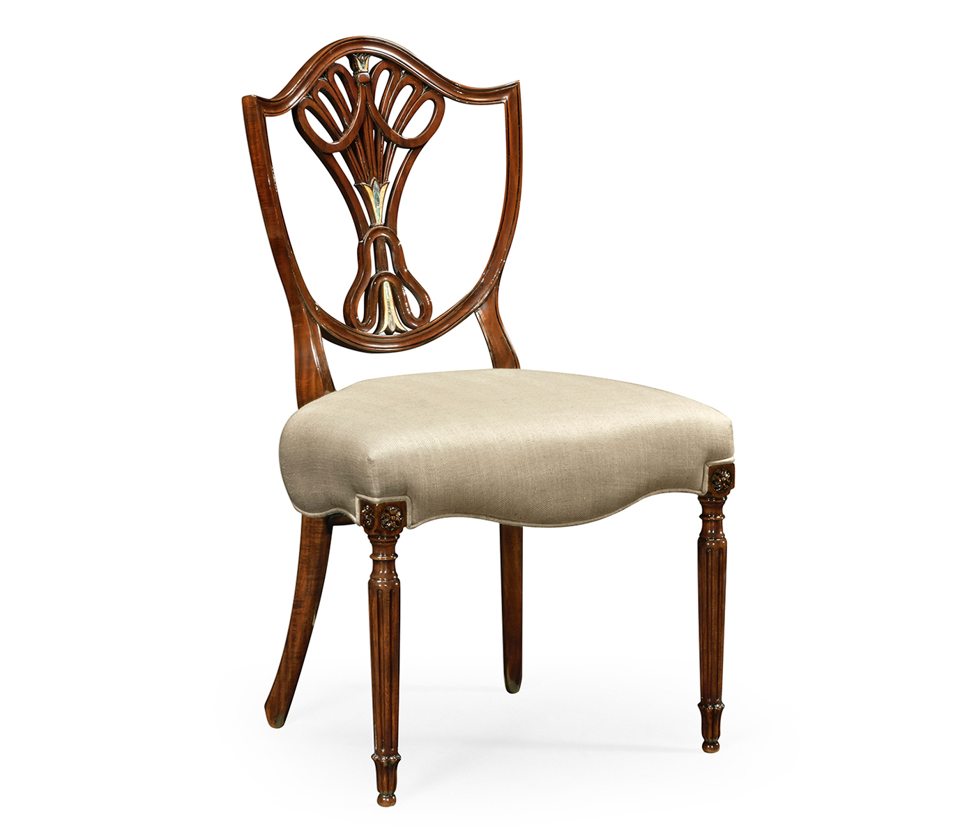 Sheraton Side Chair with Shield Back in Mahogany High Gloss & MOP Details