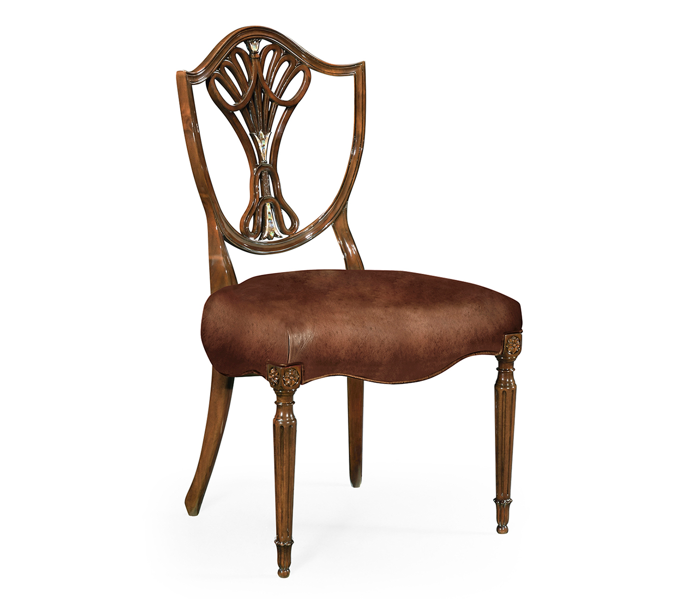 Sheraton Side Chair with Shield Back in Mahogany High Gloss & MOP Details