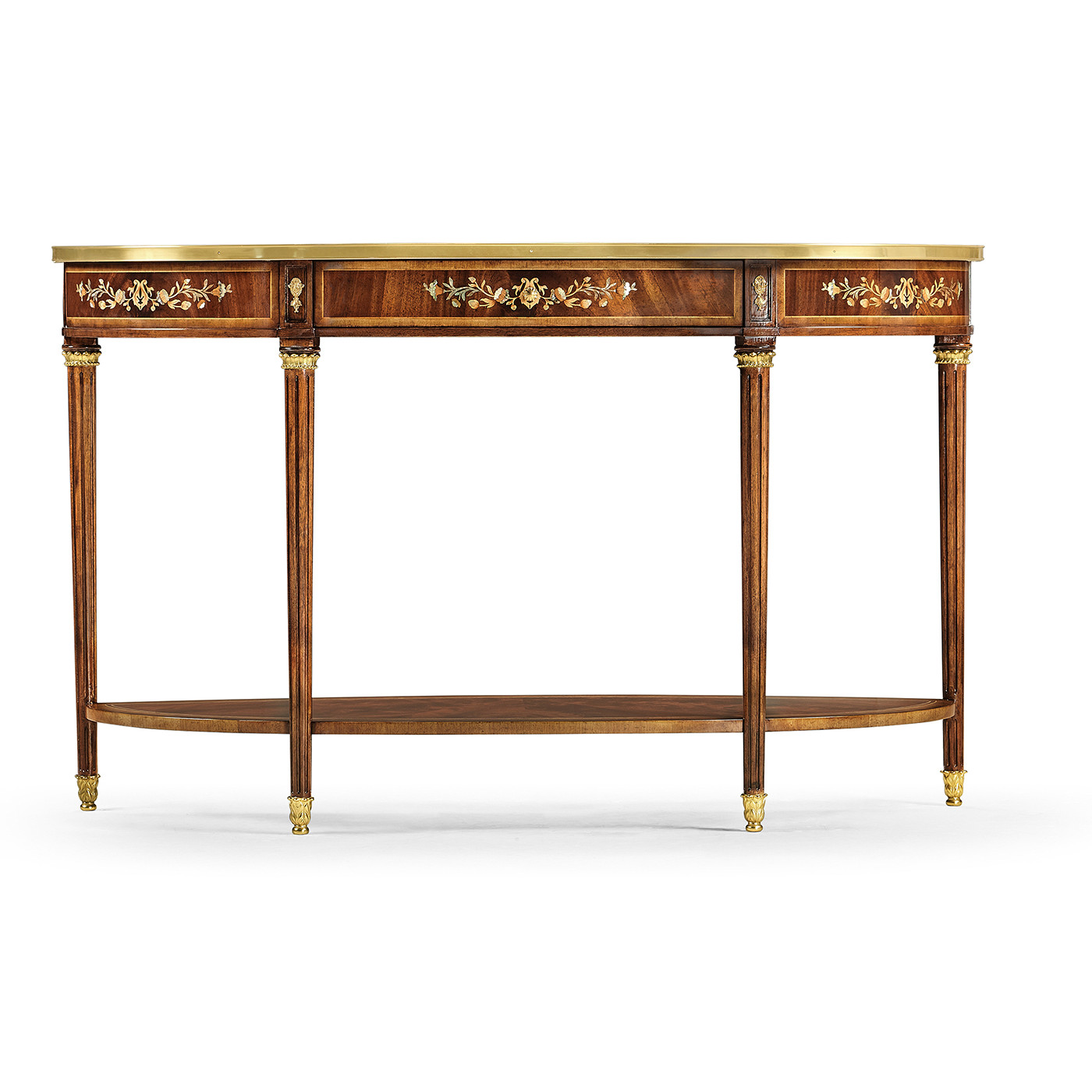 Large Demilune Console Table with Low Shelf