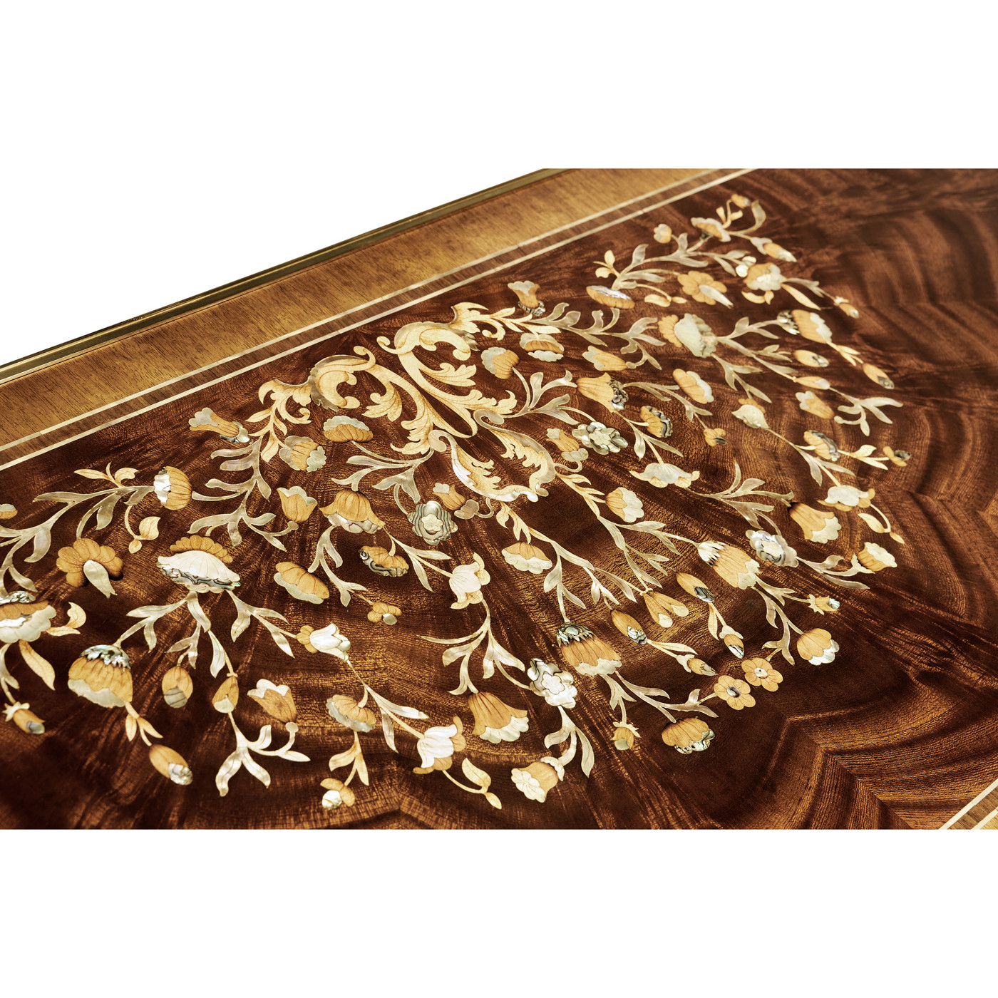 Large Demilune Console Table with Low Shelf