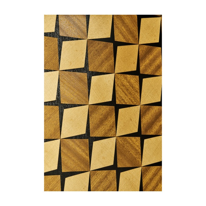 Black Bookcase with Interior Geometric Pattern