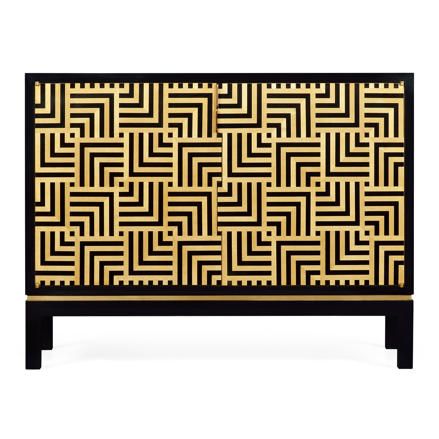 Black Storage Cabinet with Patterned Front