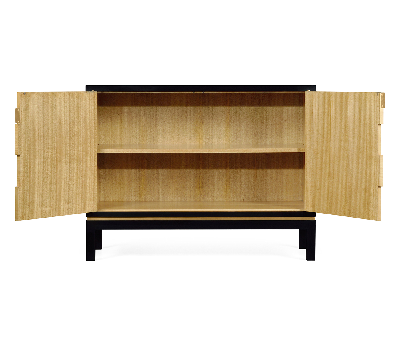Black Storage Cabinet with Patterned Front