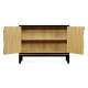 Black Storage Cabinet with Patterned Front
