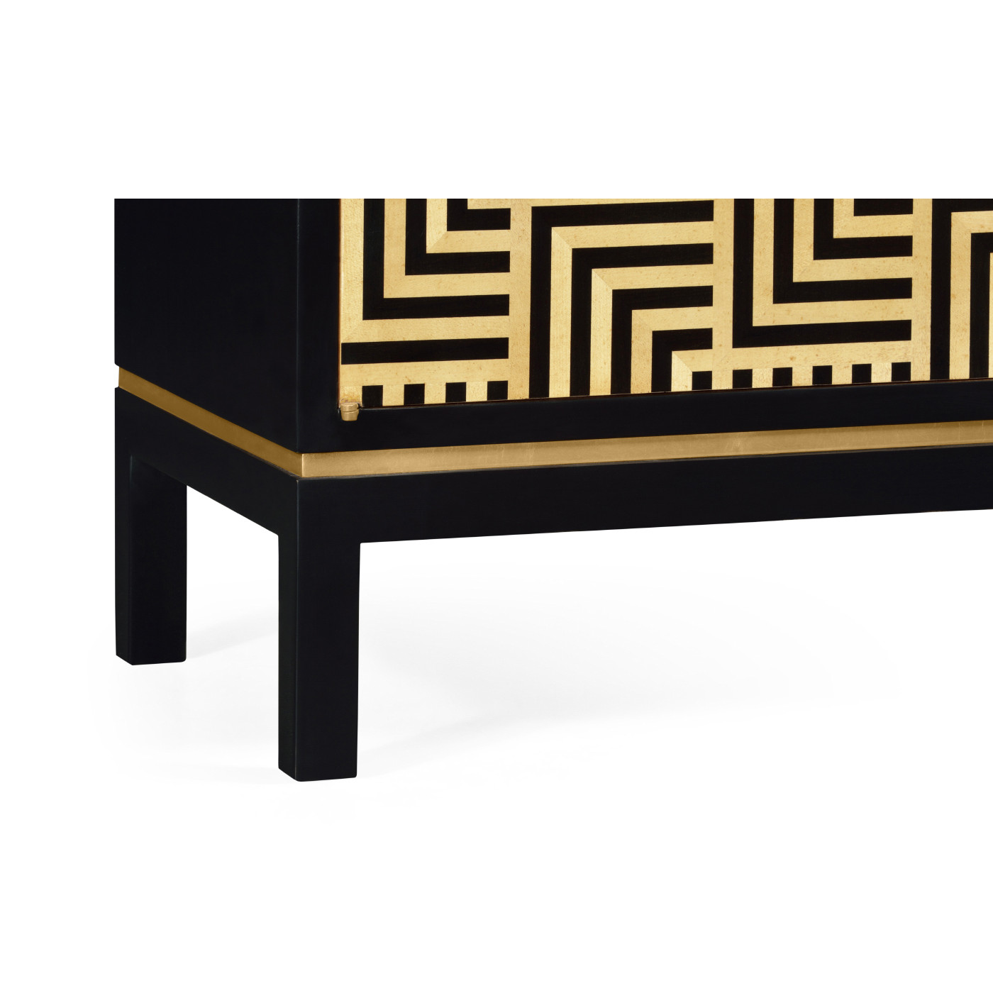 Black Storage Cabinet with Patterned Front