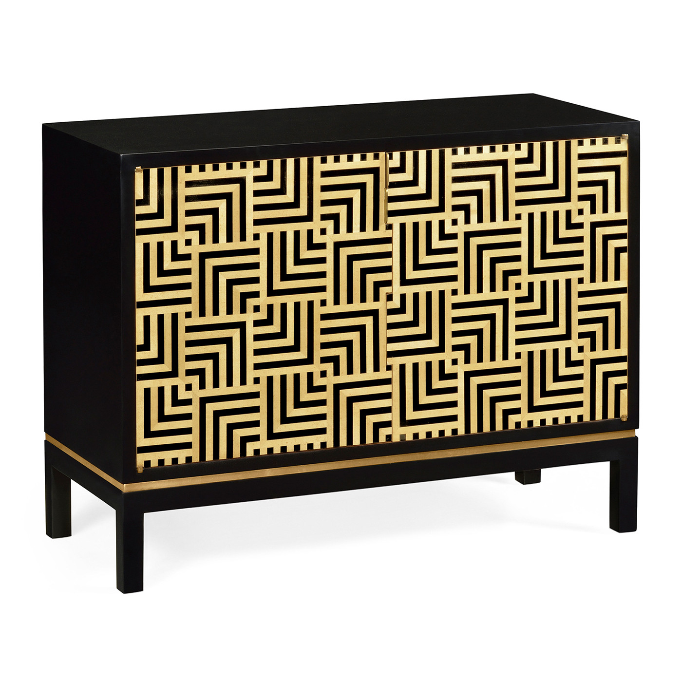 Black Storage Cabinet with Patterned Front