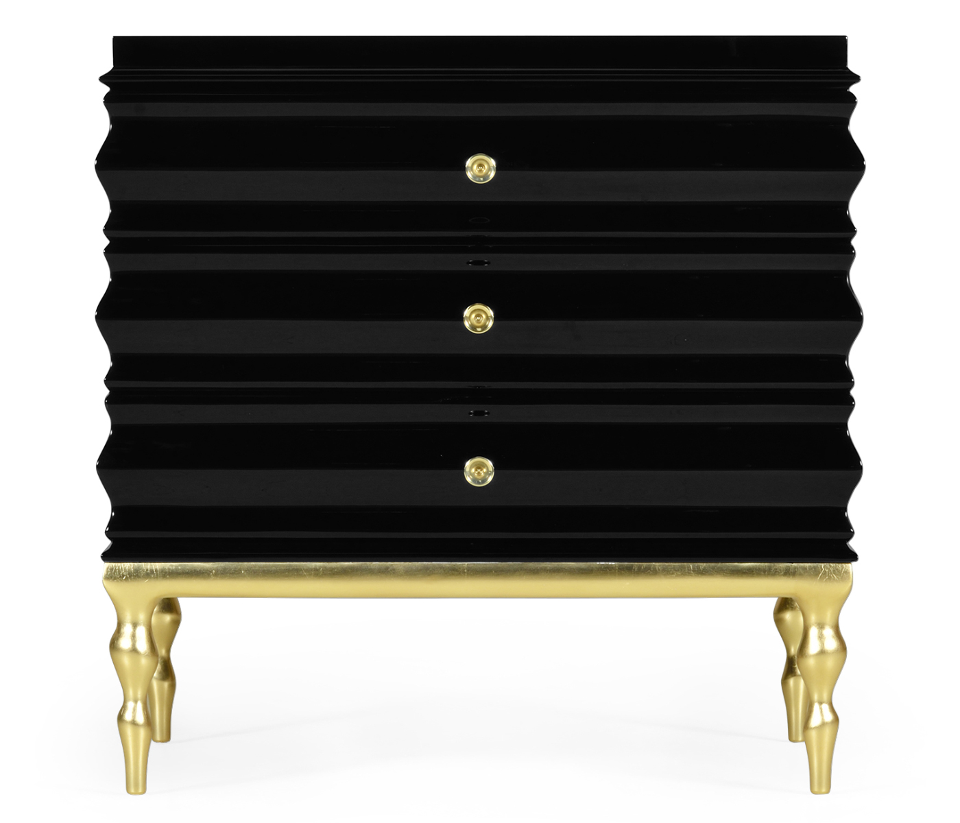 Rippled Black Lacquer Chest of Drawers