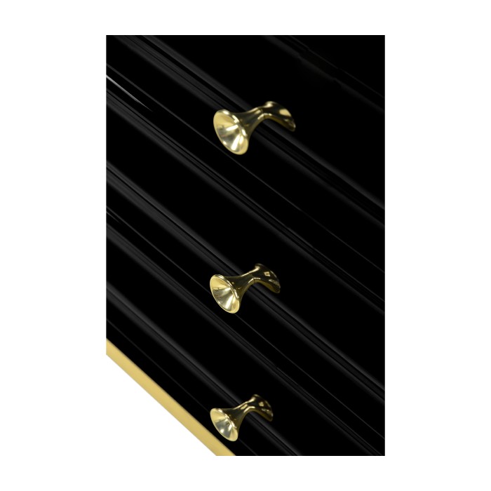 Rippled Black Lacquer Chest of Drawers