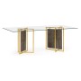 Rectangular Smoked Grey Eucalyptus & Glass Top Dining Table 84