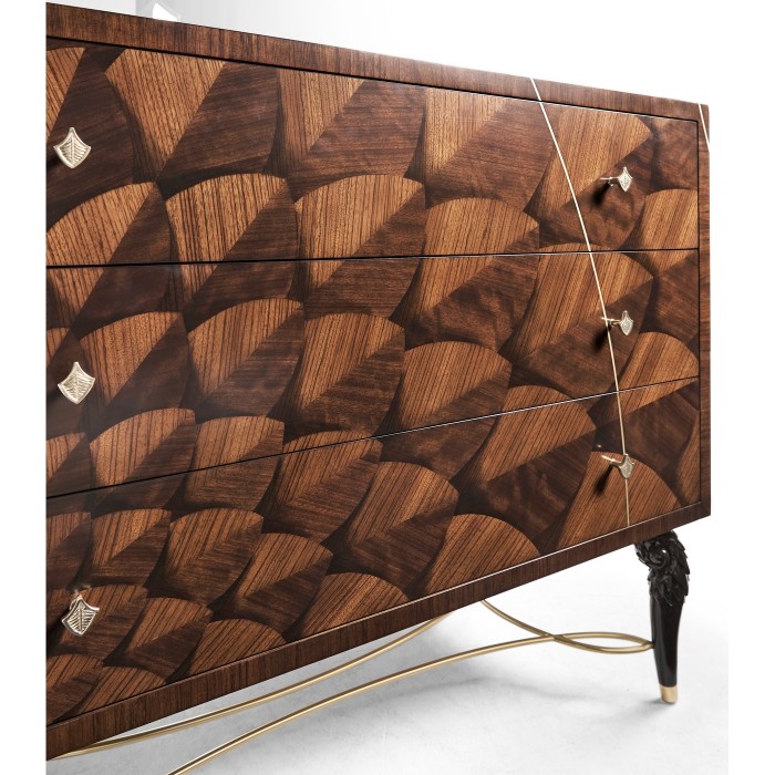 Feather Inlay Chest of Drawers