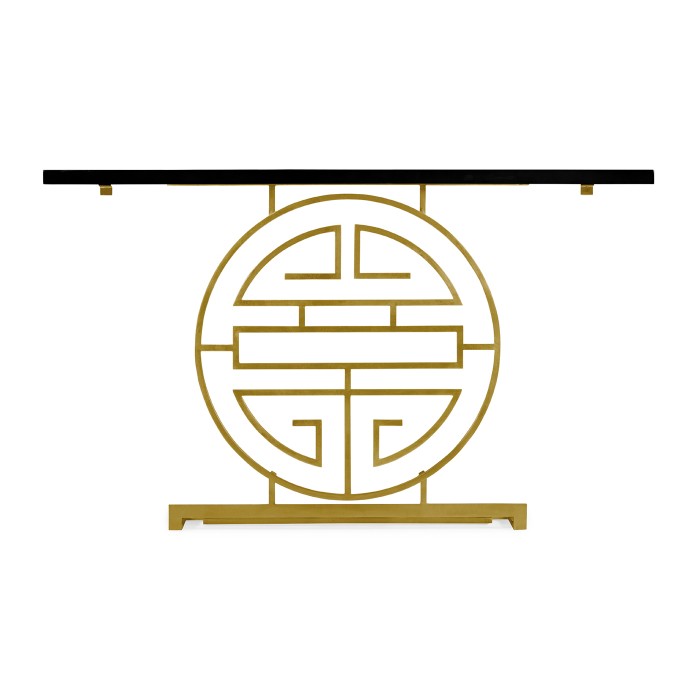 Gilded Oriental Medallion Smoky Black Console Table 