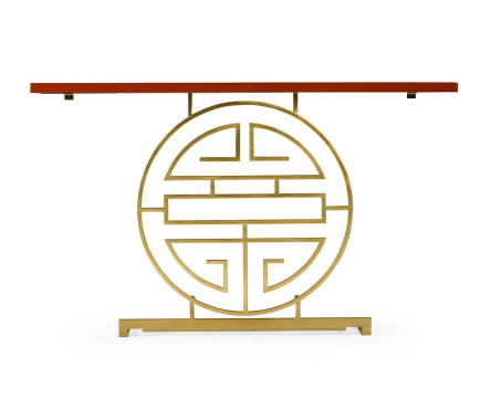 Gilded Oriental Medallion Emperor Red Console Table 