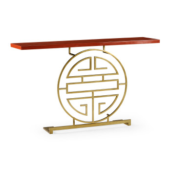 Gilded Oriental Medallion Emperor Red Console Table 