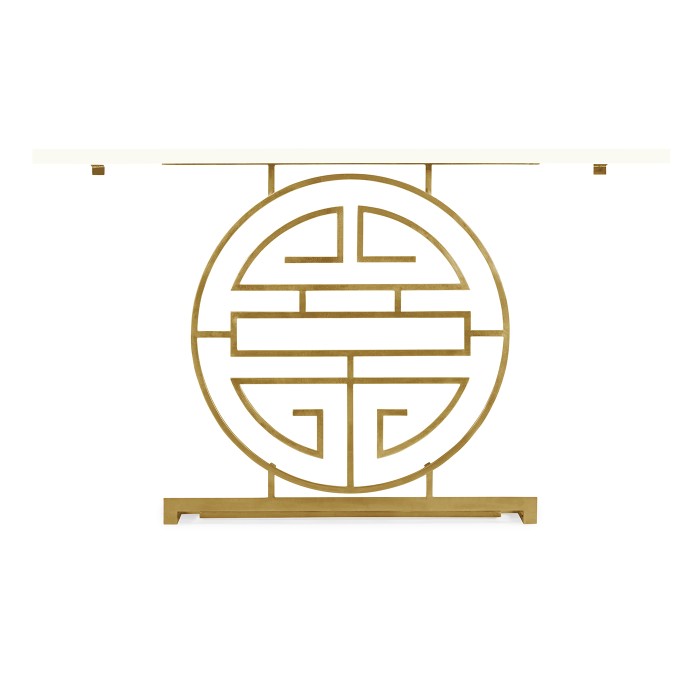 Gilded Oriental Medallion White Console Table 