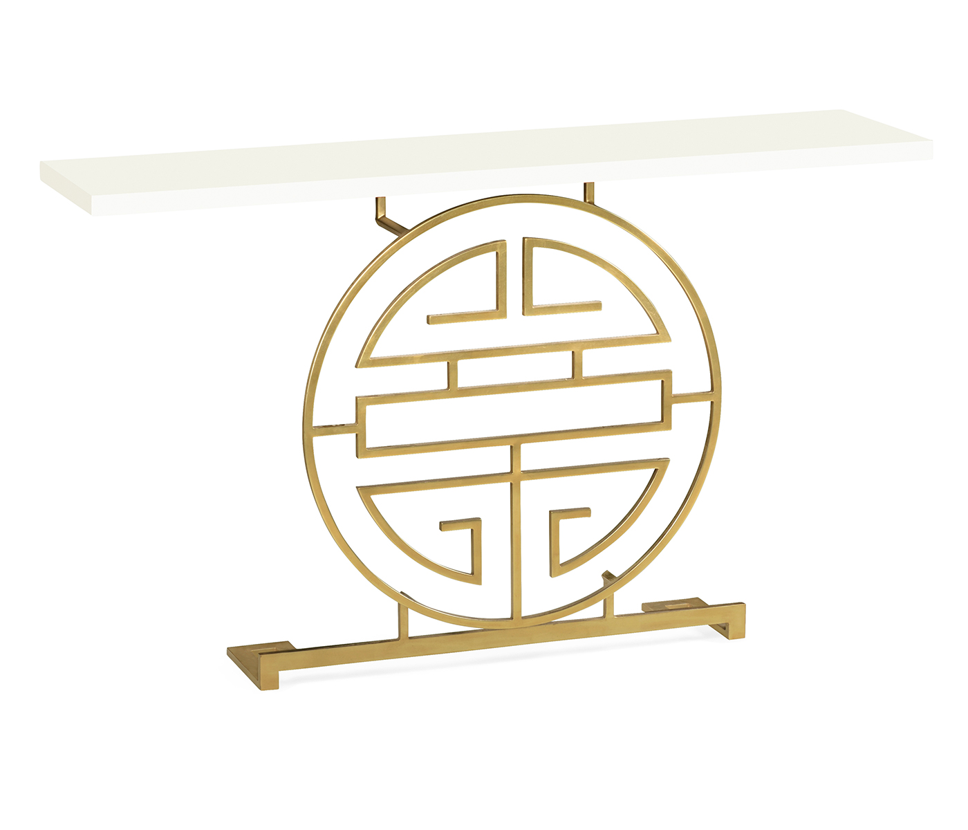 Gilded Oriental Medallion White Console Table 