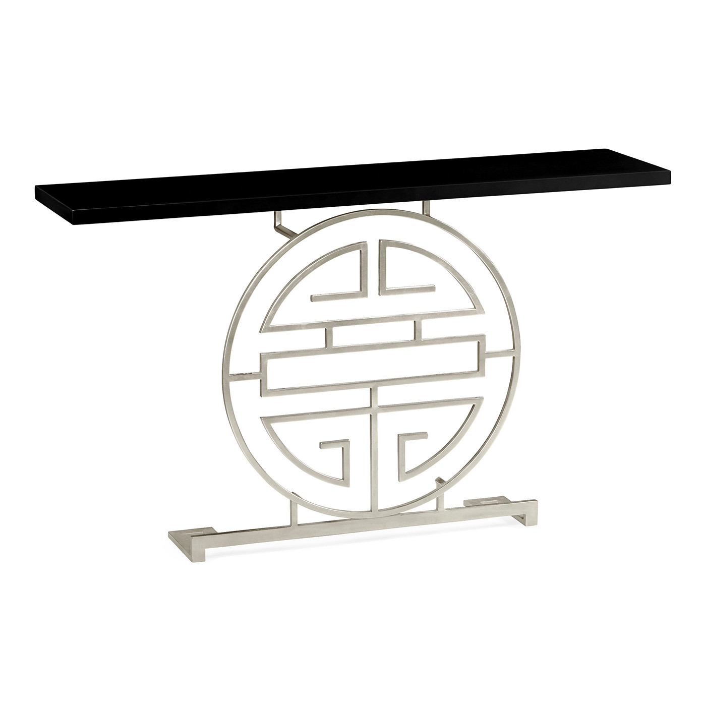 Silver Oriental Medallion Smoky Black Console Table 