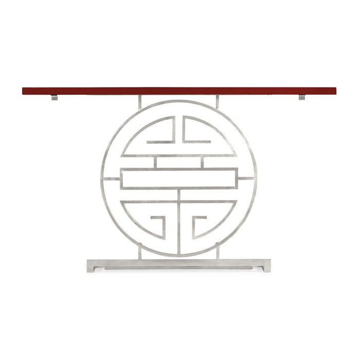 Silver Oriental Medallion Emperor Red Console Table 