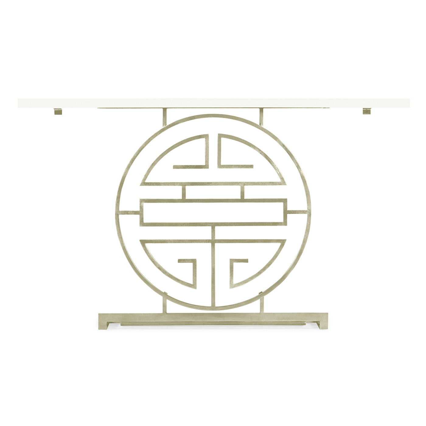 Silver Oriental Medallion White Console Table 