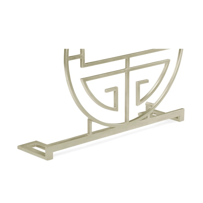 Silver Oriental Medallion White Console Table 