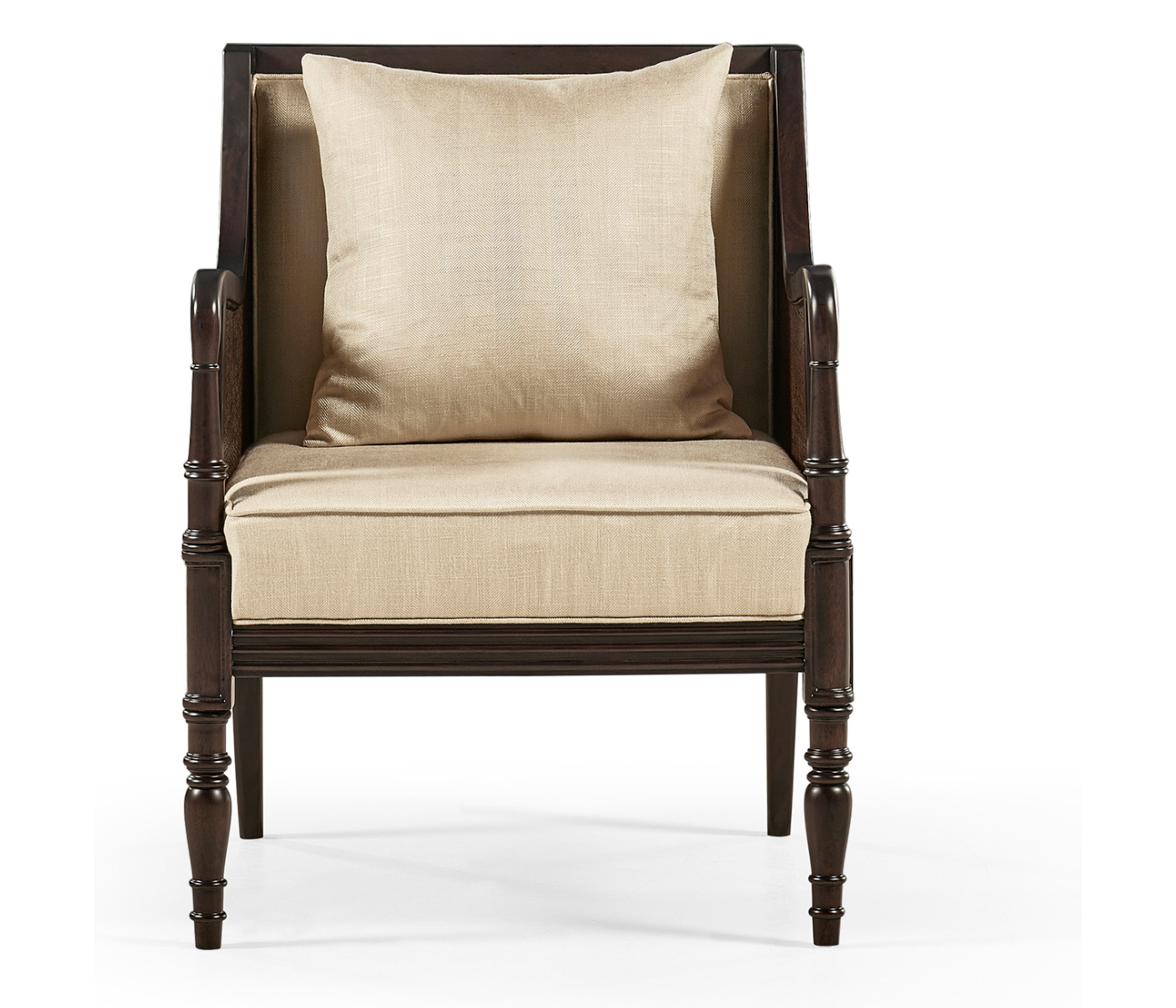 Bergere Brown Rattan Matte Sides & Back Occasional Chair