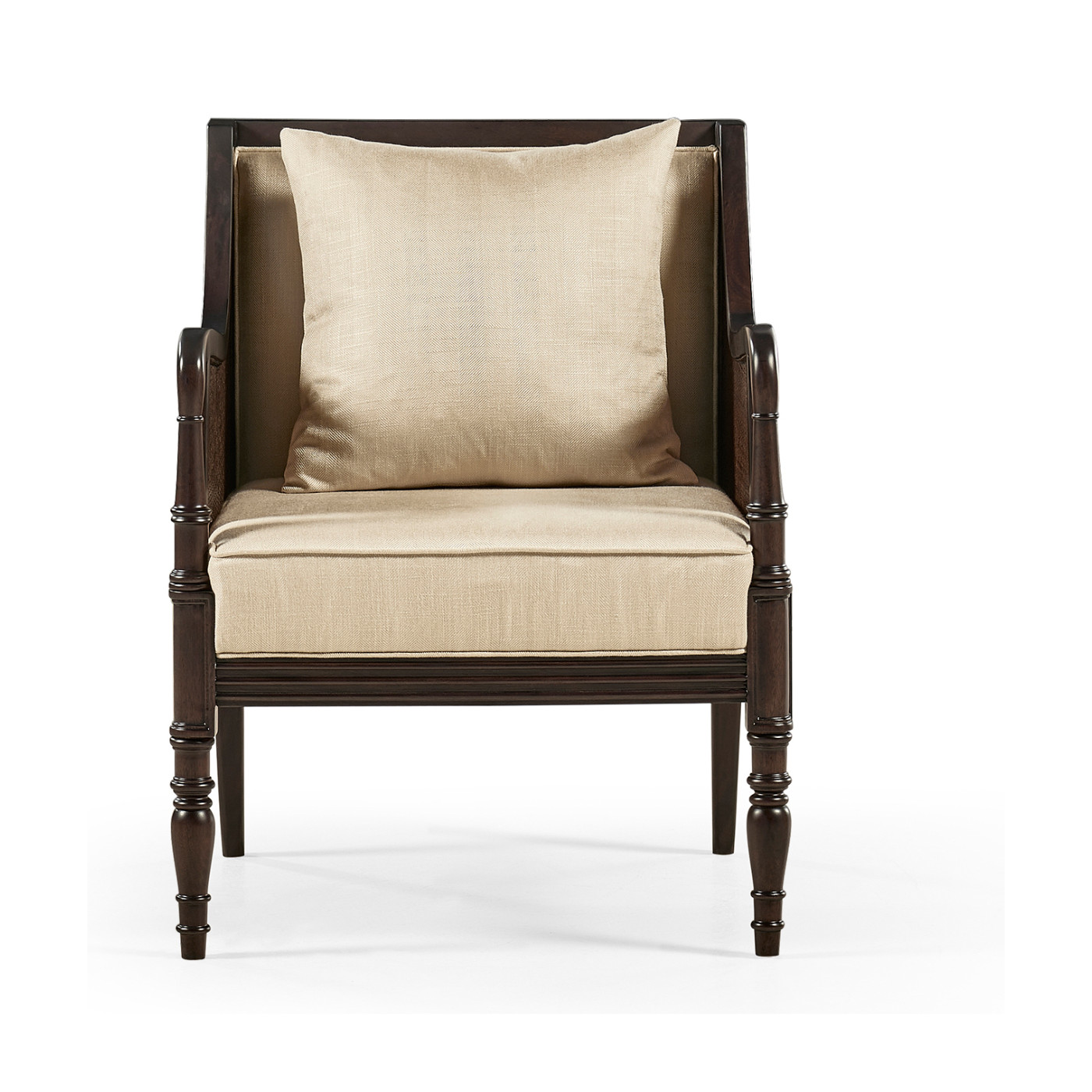 Bergere Brown Rattan Matte Sides & Back Occasional Chair
