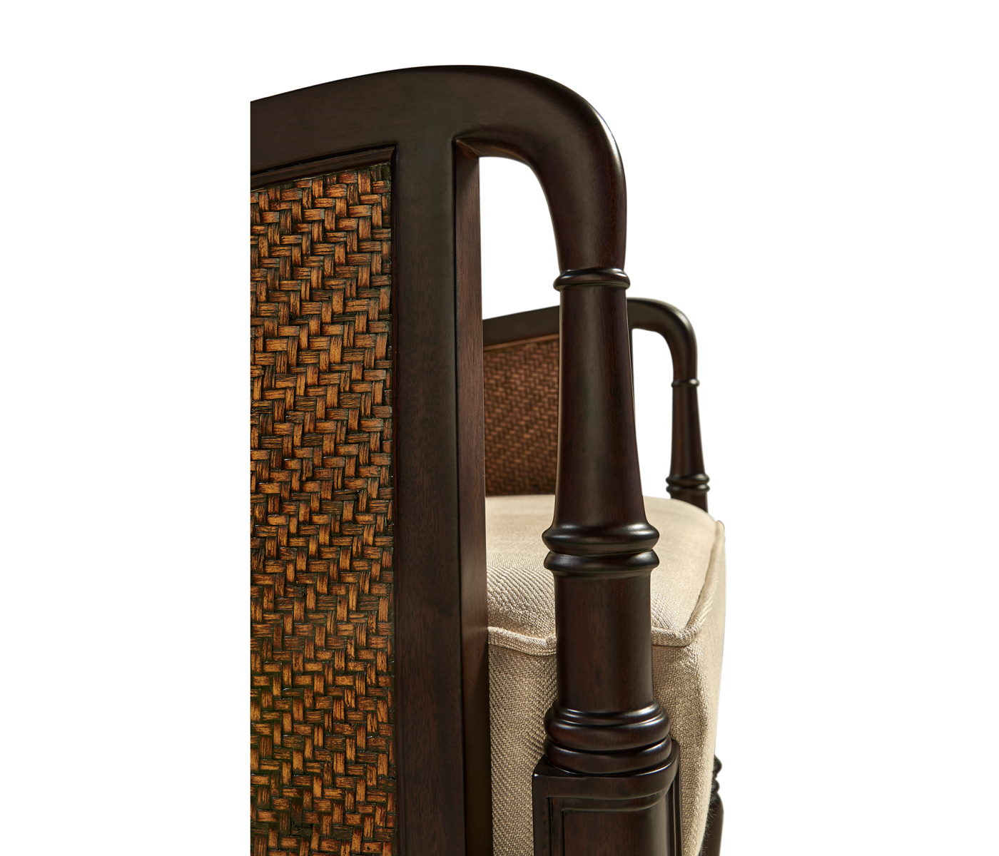 Bergere Brown Rattan Matte Sides & Back Occasional Chair