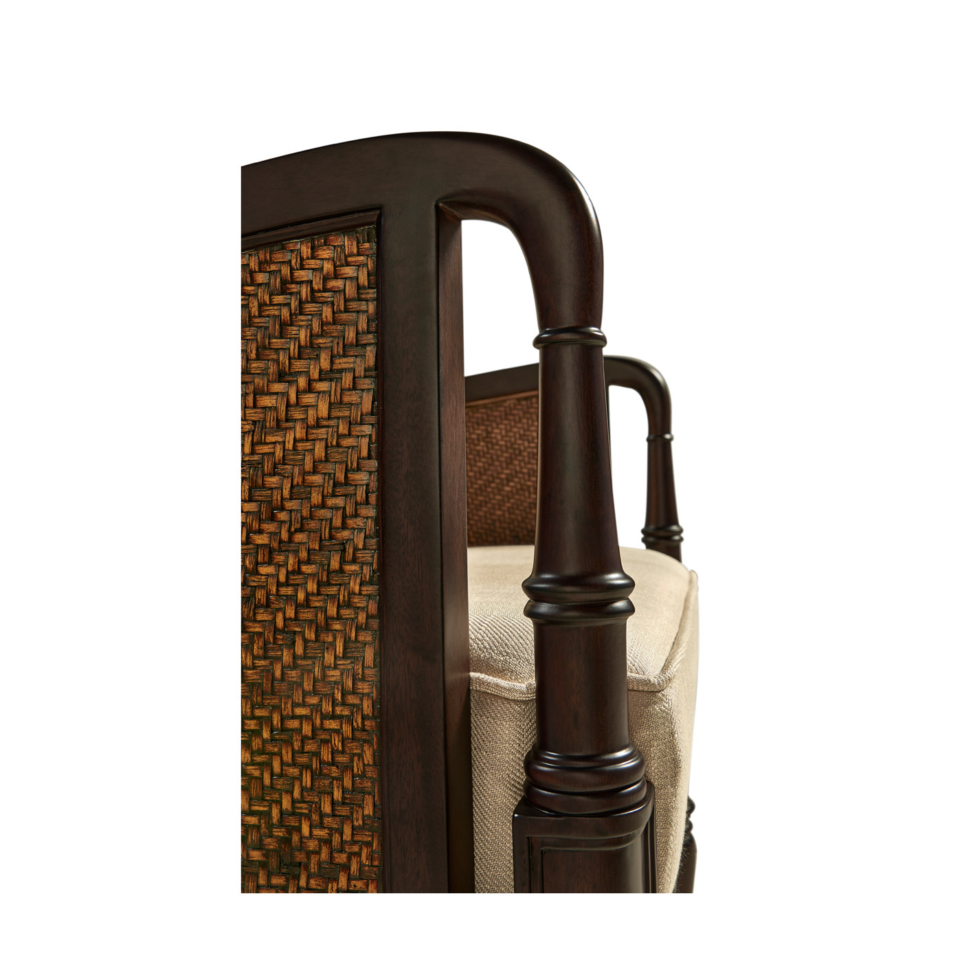 Bergere Brown Rattan Matte Sides & Back Occasional Chair