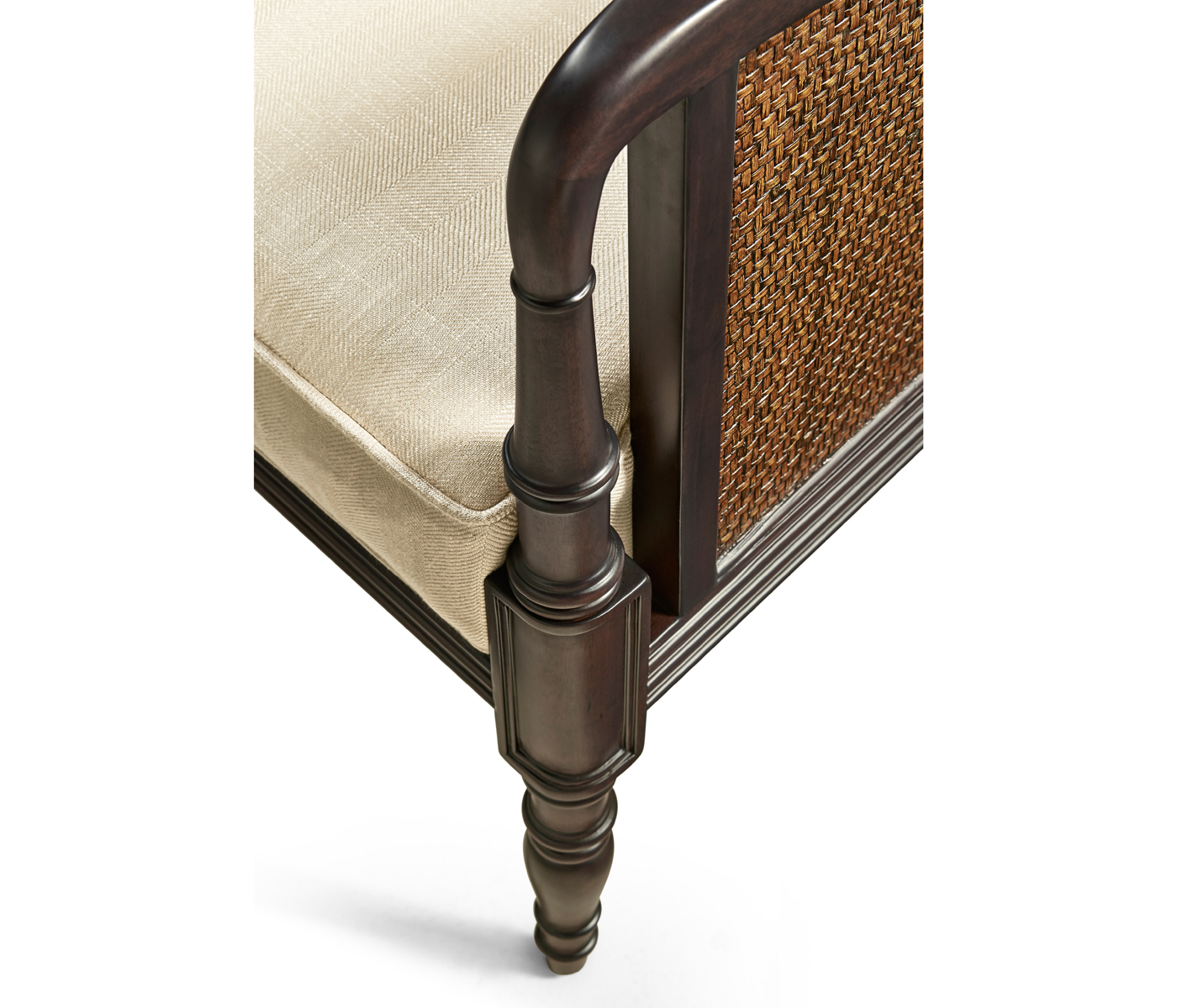 Bergere Brown Rattan Matte Sides & Back Occasional Chair