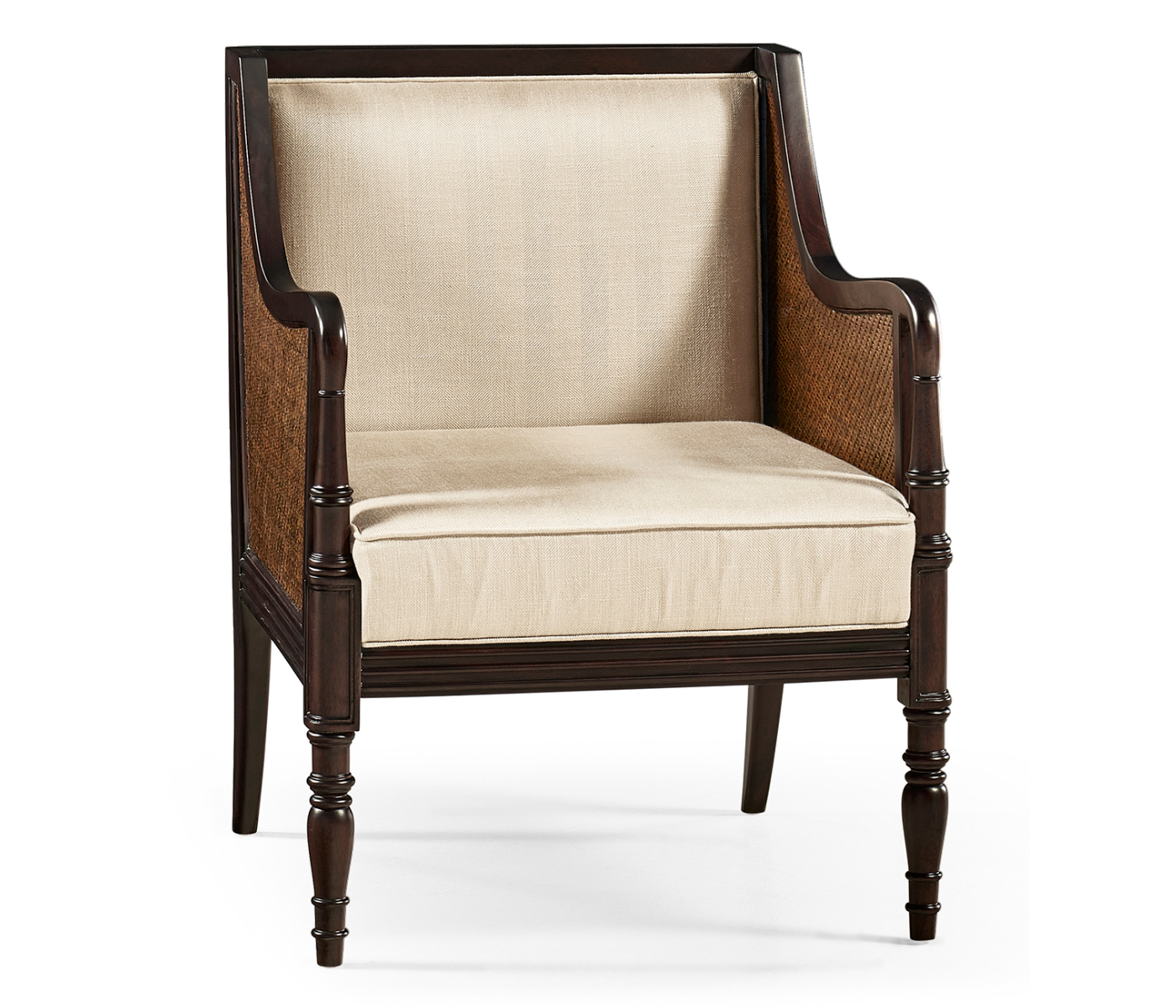 Bergere Brown Rattan Matte Sides & Back Occasional Chair