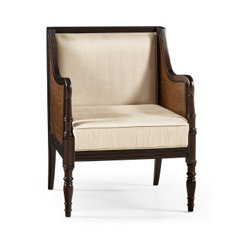 Bergere Brown Rattan Matte Sides & Back Occasional Chair