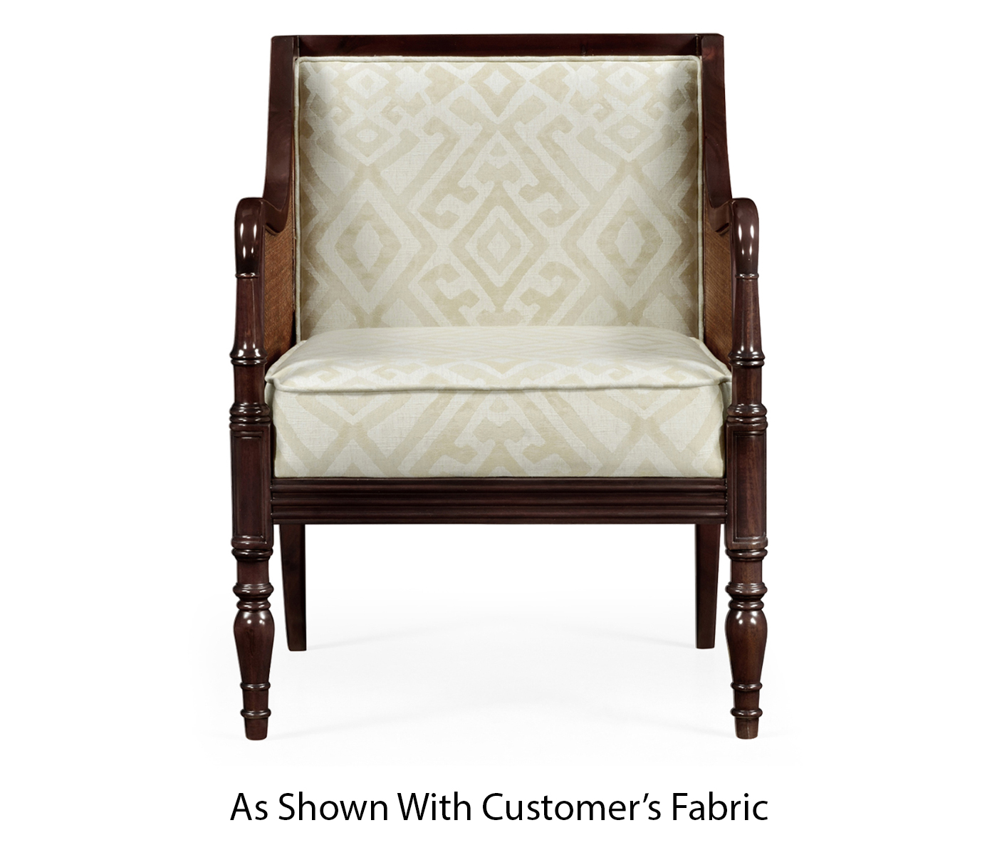 Bergere Brown Rattan Matte Sides & Back Occasional Chair