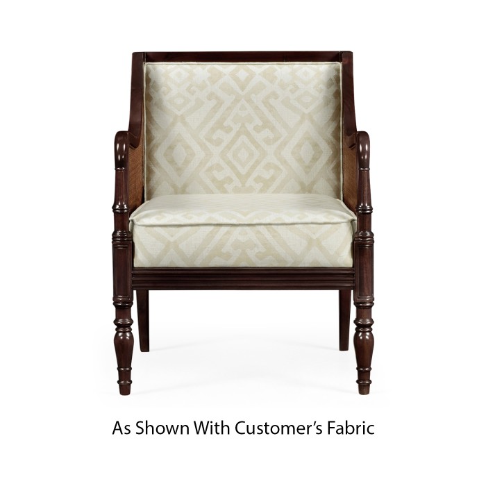 Bergere Brown Rattan Matte Sides & Back Occasional Chair