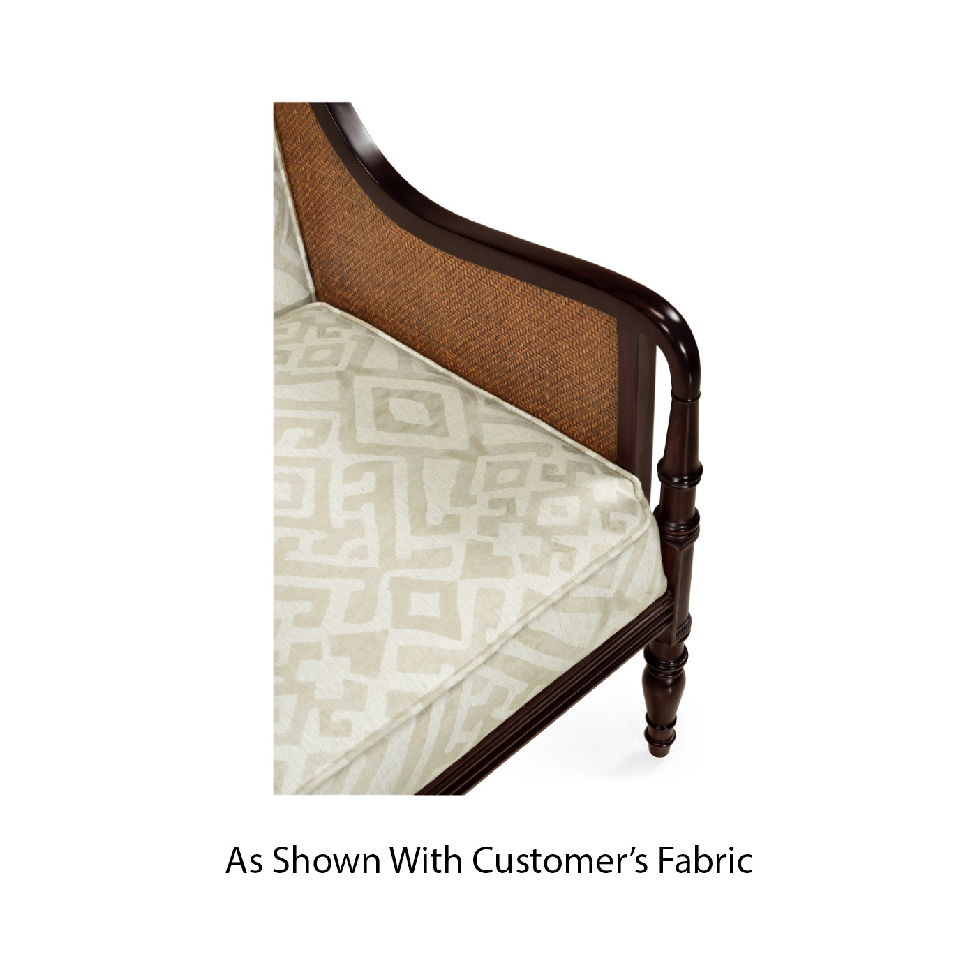 Bergere Brown Rattan Matte Sides & Back Occasional Chair