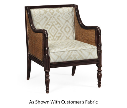 Bergere Brown Rattan Matte Sides & Back Occasional Chair