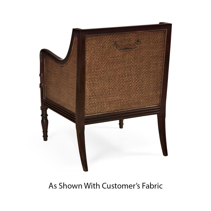 Bergere Brown Rattan Matte Sides & Back Occasional Chair