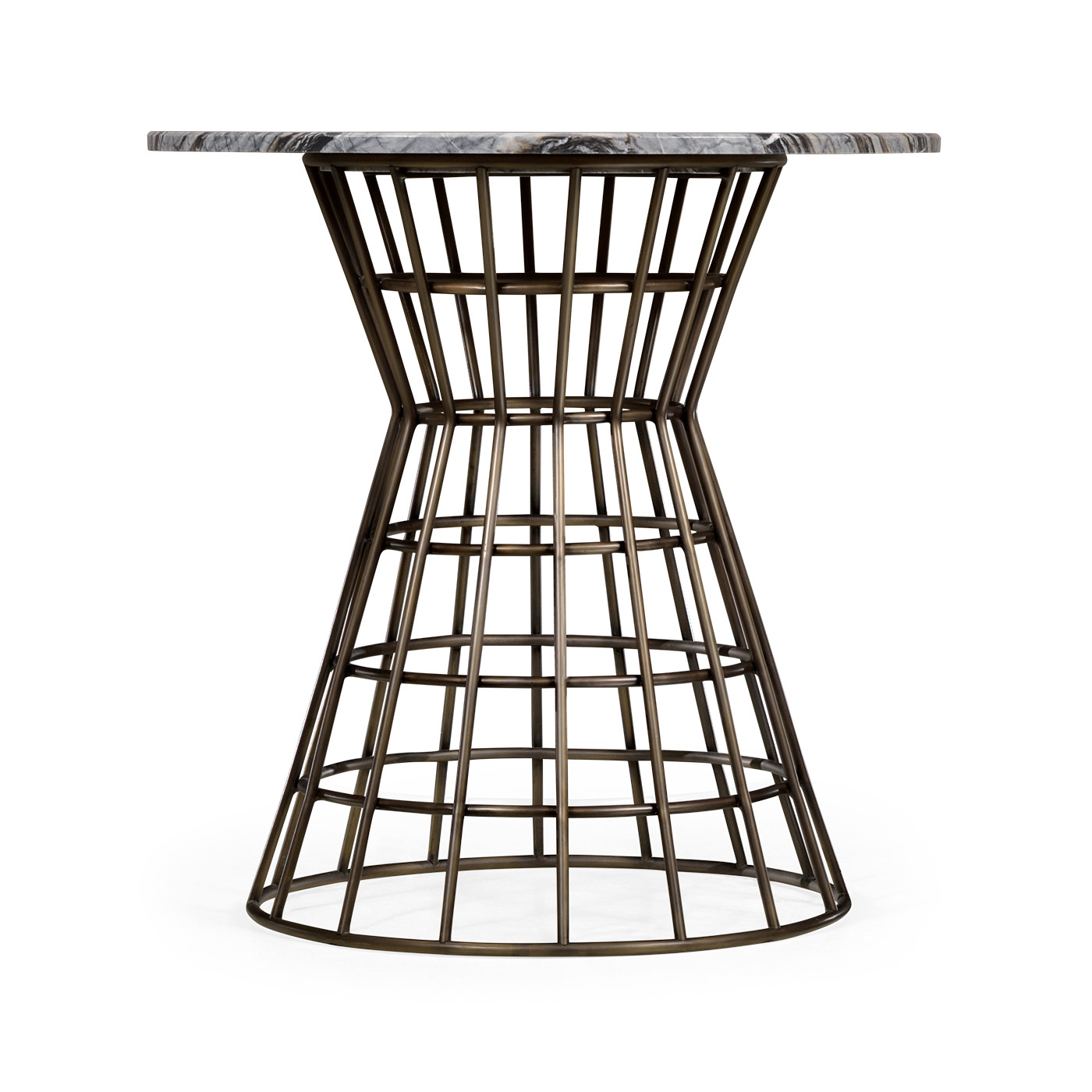 Round Geometric Antique Brass Centre Table with a Grey Marble Top 25