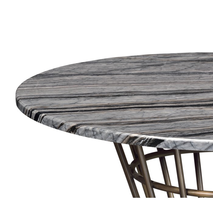 Round Geometric Antique Brass Centre Table with a Grey Marble Top 25