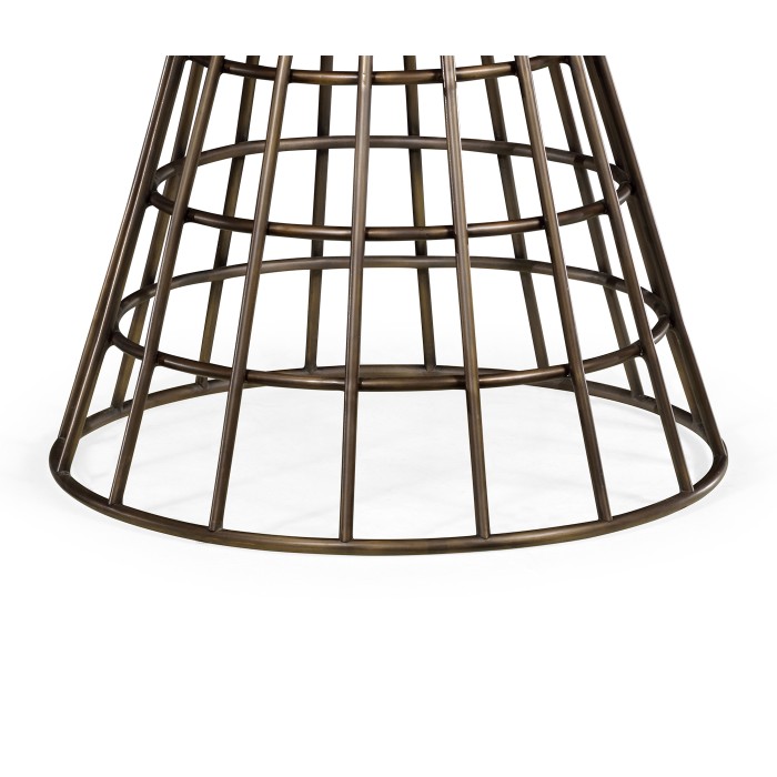 Round Geometric Antique Brass Centre Table with a Grey Marble Top 25