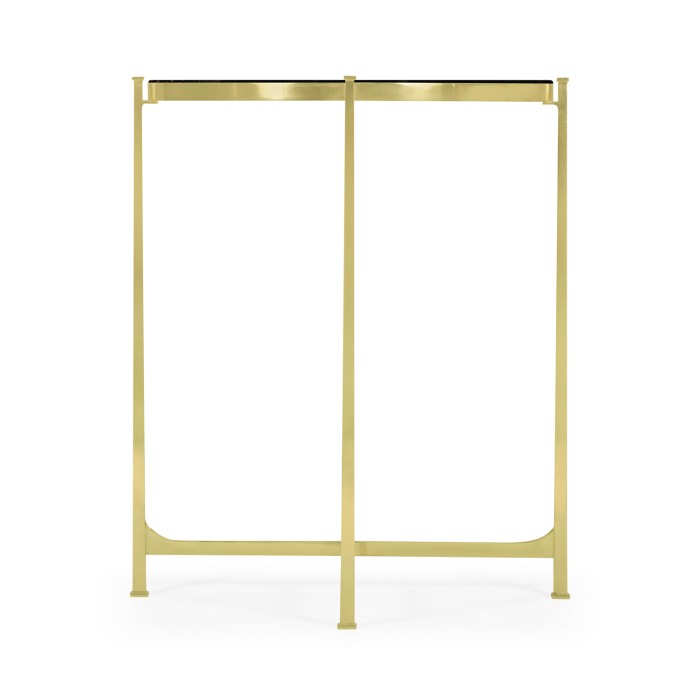 Medium Solid Brass & Eggshell & Laquer Top Round Lamp Table